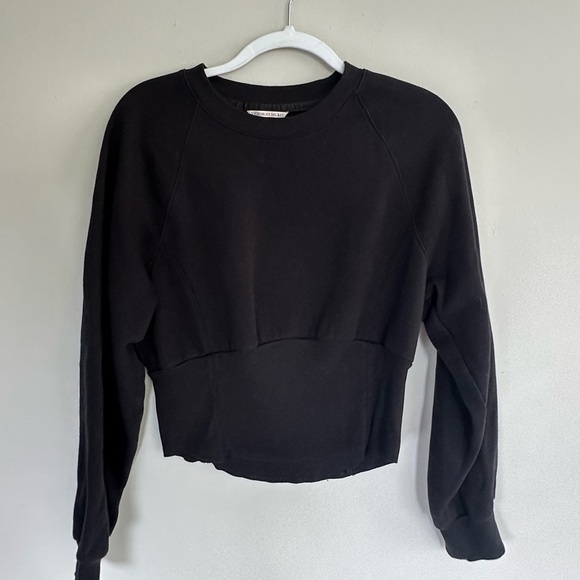 Black VICTORIA'S SECRET Cotton Fleece Fitted Corset Crewneck Large - Picture 5 of 5